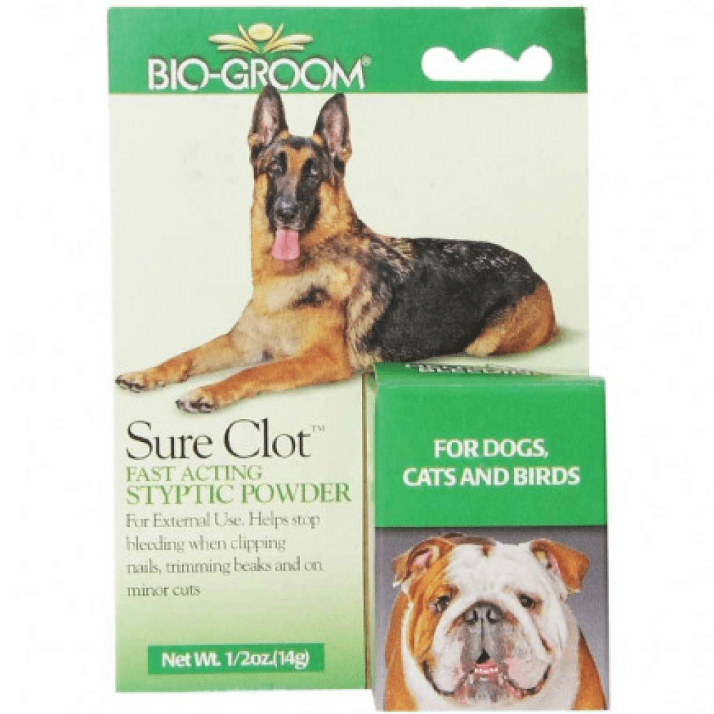 Bio Groom Waterless Bath Shampoo Spray and Sure Clot Fast Acting Styptic Powder for Dogs Combo