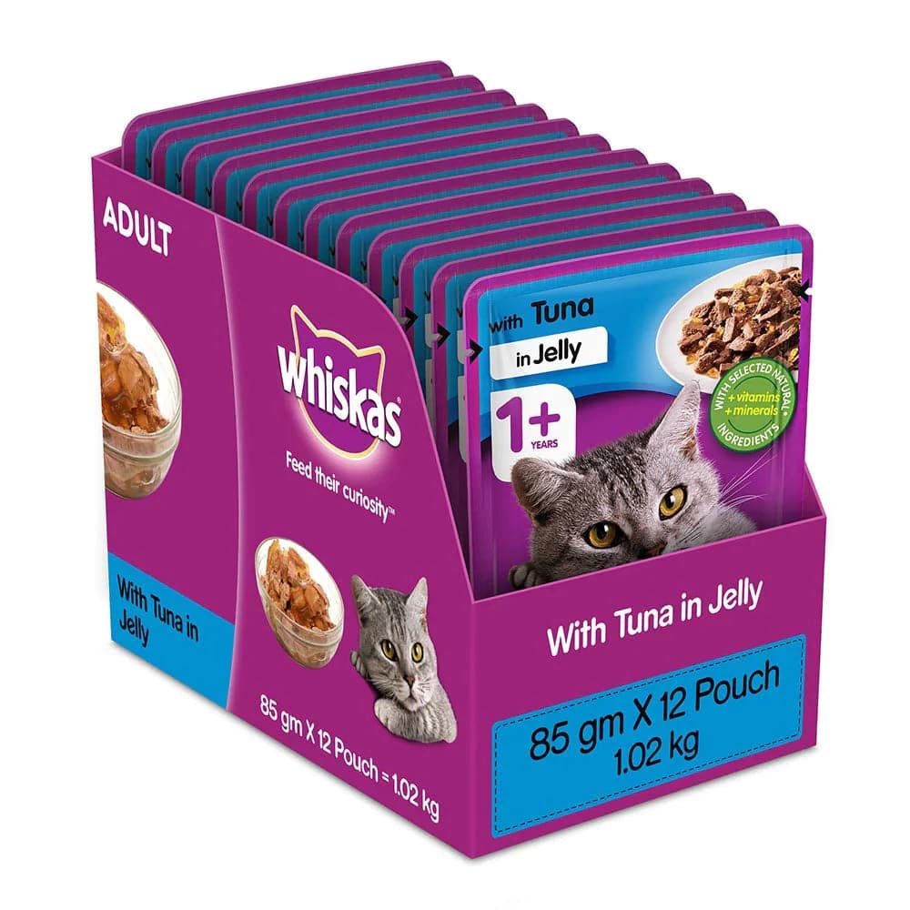 Whiskas Tuna in Jelly Meal and Salmon in Gravy Meal Adult Cat Wet Food Combo
