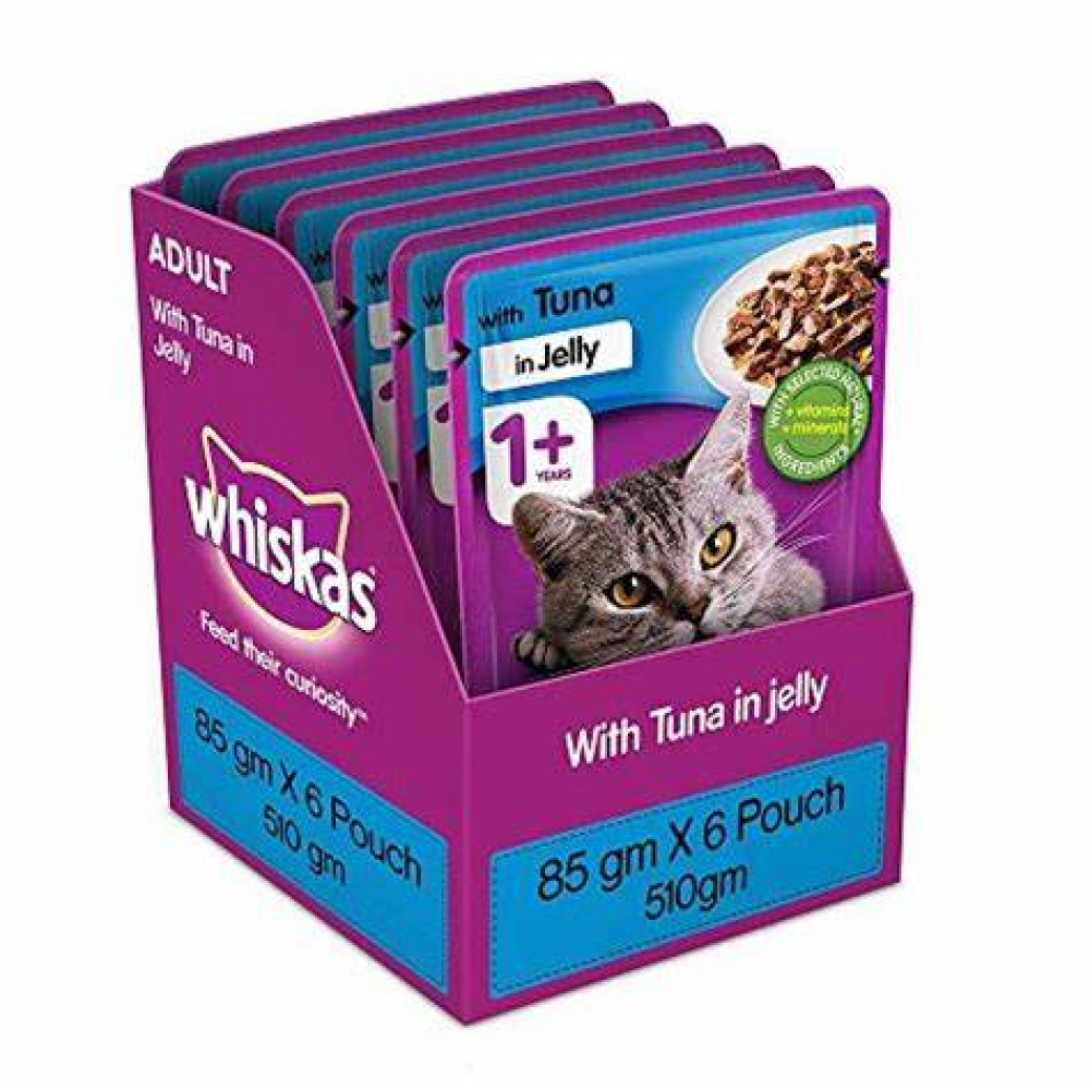 Whiskas Tuna in Jelly Meal Adult Cat Wet Food and Tuna Flavour Adult Cat Dry Food Combo