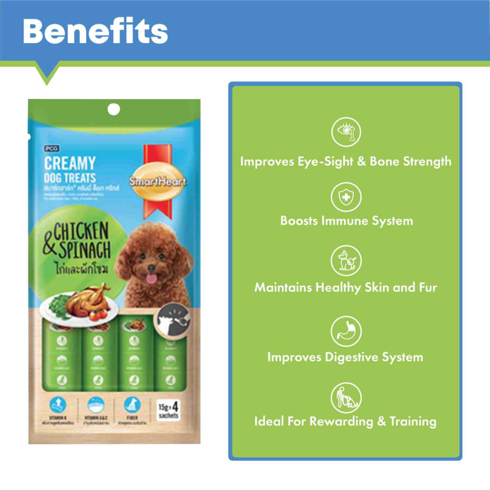 SmartHeart Chicken & Spinach and Chicken & Pumpkin Creamy Treat for Dogs Combo