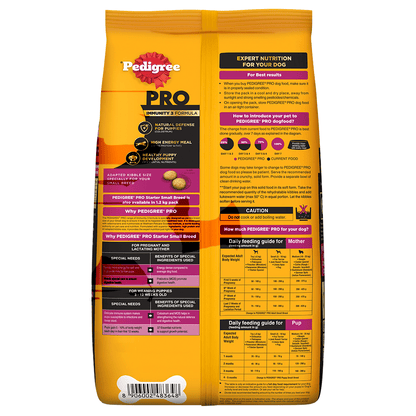 Pedigree PRO Expert Nutrition Lactating/Pregnant Mother & Puppy Starter Small Breed Dry and Chicken Chunks in Gravy Puppy Wet Food Combo