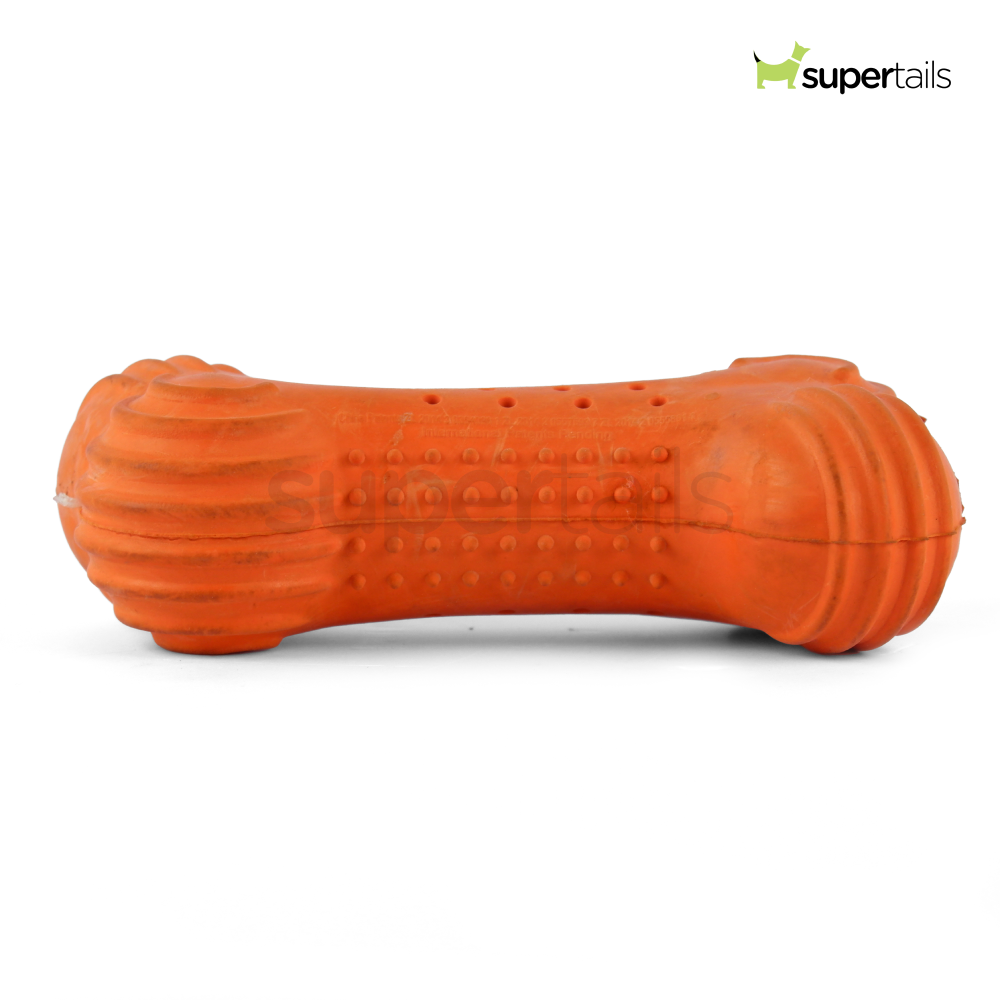 Trixie Natural Rubber Rustling Bone Toy for Dogs (Orange)