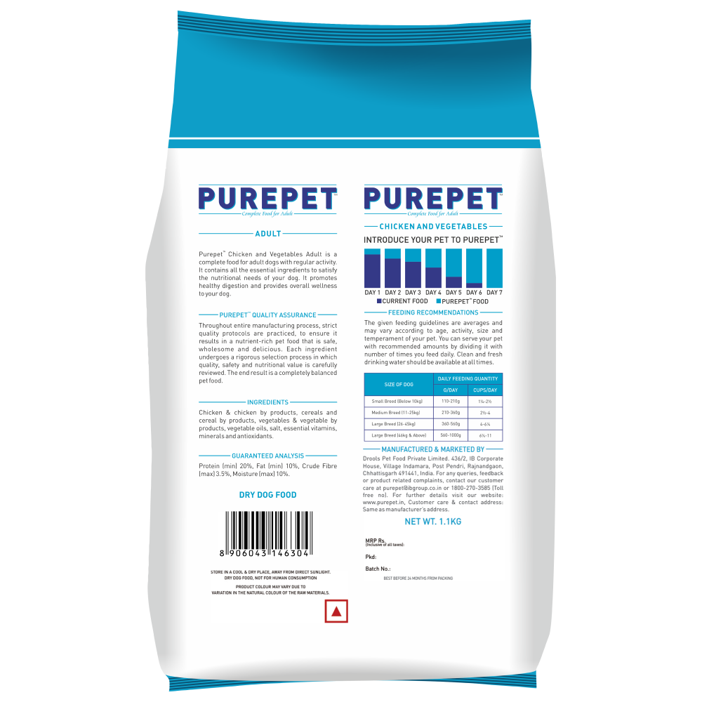 Purepet Chicken & Vegetable Adult Dog Dry Food