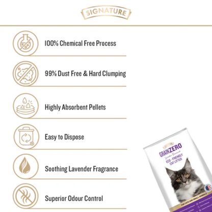 Signature Grain Zero Lavender Scented Cat Litter + Container Free
