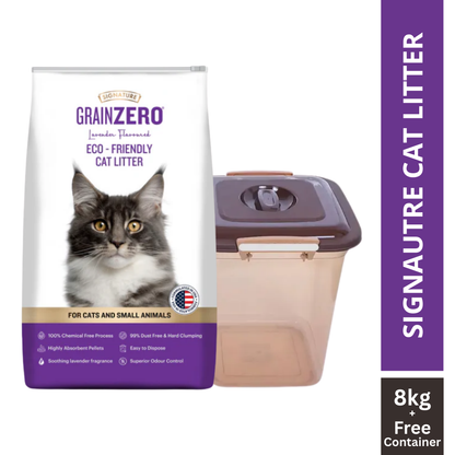 Signature Grain Zero Lavender Scented Cat Litter + Container Free