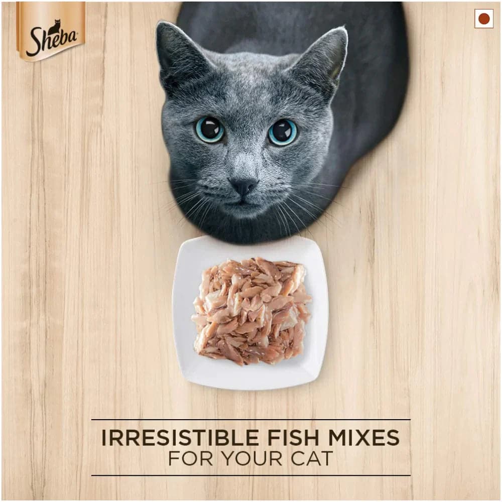 Sheba Fish with Sasami and Skipjack & Salmon Fish Mix Cat Wet Food Combo (24+24)