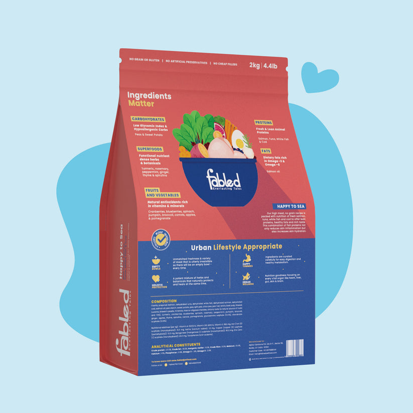 Fabled Happy to Sea Fresh Salmon Tuna White Fish and Cod Adult Dog Dry Food