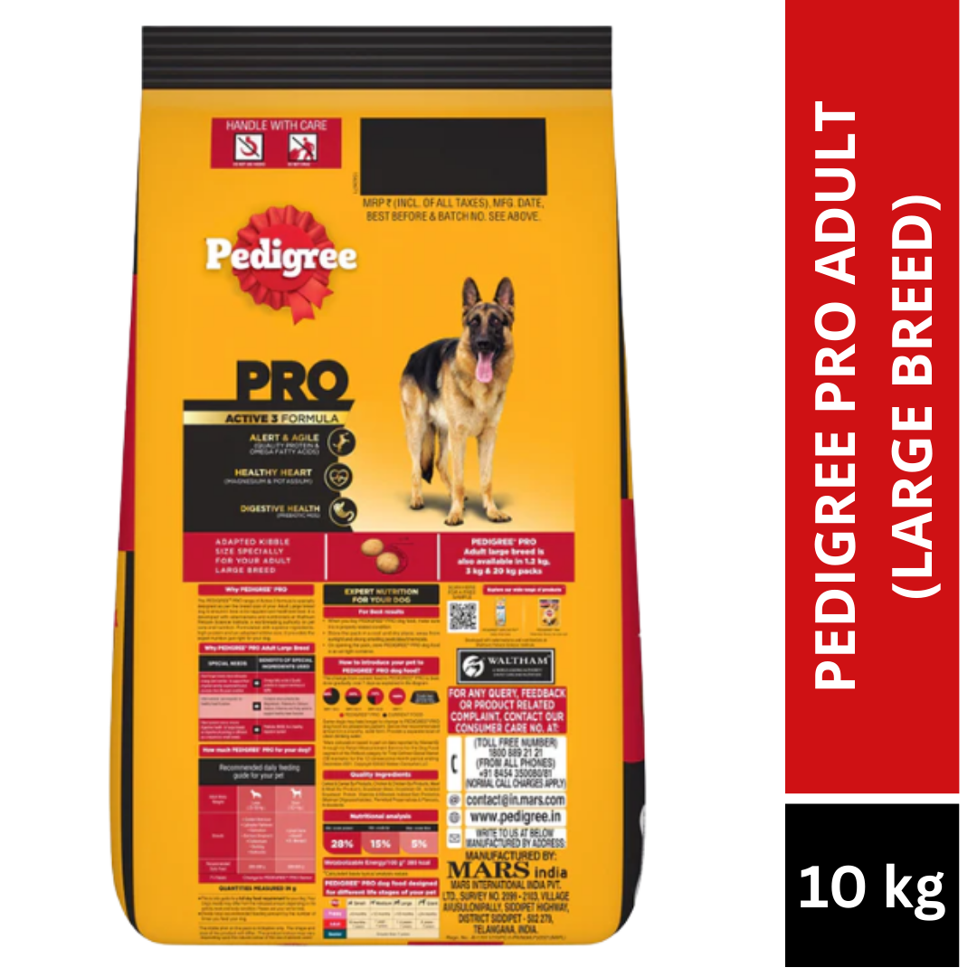 Pedigree PRO Large Adult Dry Food 10 KG + Container Free