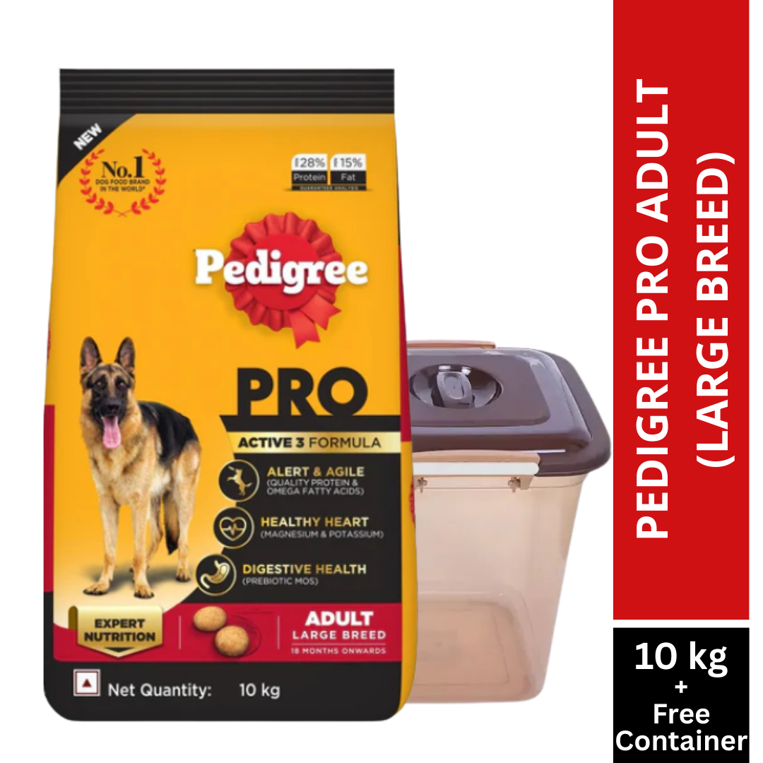 Pedigree PRO Large Adult Dry Food 10 KG + Container Free