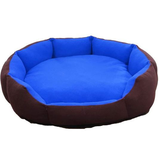 Royal Pets Cart Reversible Round Shape Bed for Dogs and Cats (Royal Blue & Brown)