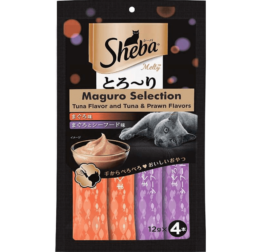 Sheba Tuna Flavor and Tuna & Prawn Maguro and Chicken & Chicken Whitefish Sasami Treats for Cats Combo
