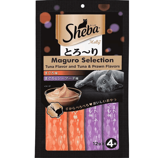 Sheba Tuna Flavor and Tuna & Prawn Maguro and Chicken & Chicken Whitefish Sasami Treats for Cats Combo