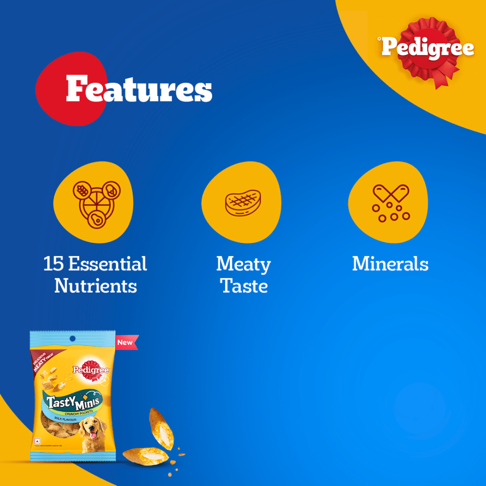 Pedigree Milk Flavour Tasty Minis Crunchy Pockets Dog Treats