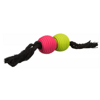 Trixie Playing Rope with Balls Latex/Cotton Toy for Dogs