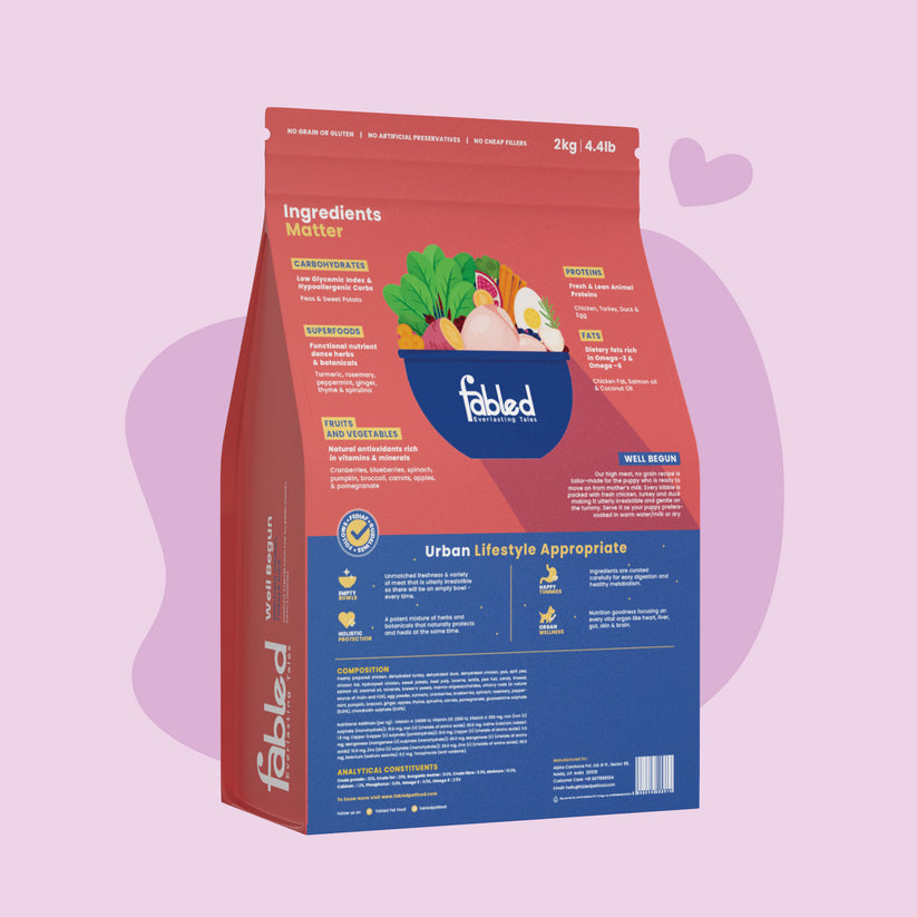 Fabled Well Begun Fresh Chicken Turkey and Duck Puppy Starter Dry Food