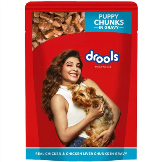 Drools Real Chicken & Chicken Liver Chunks in Gravy Puppy Wet Food
